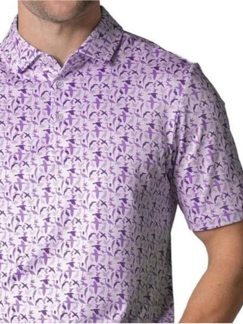 Leverwear Purple Mens Vice Polo Bordeaux with Birds Print size S